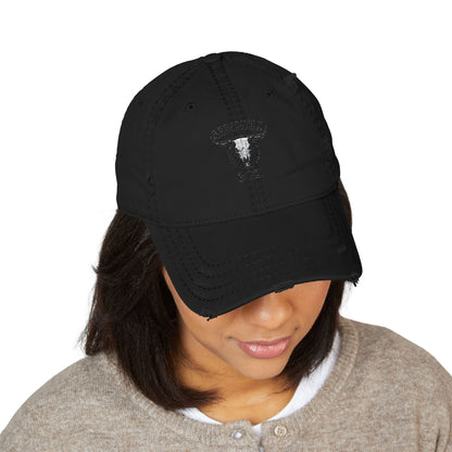Distressed Embroidered Ball Cap