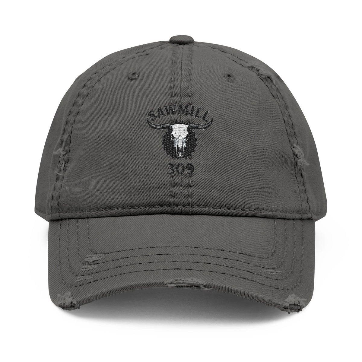 Distressed Embroidered Ball Cap