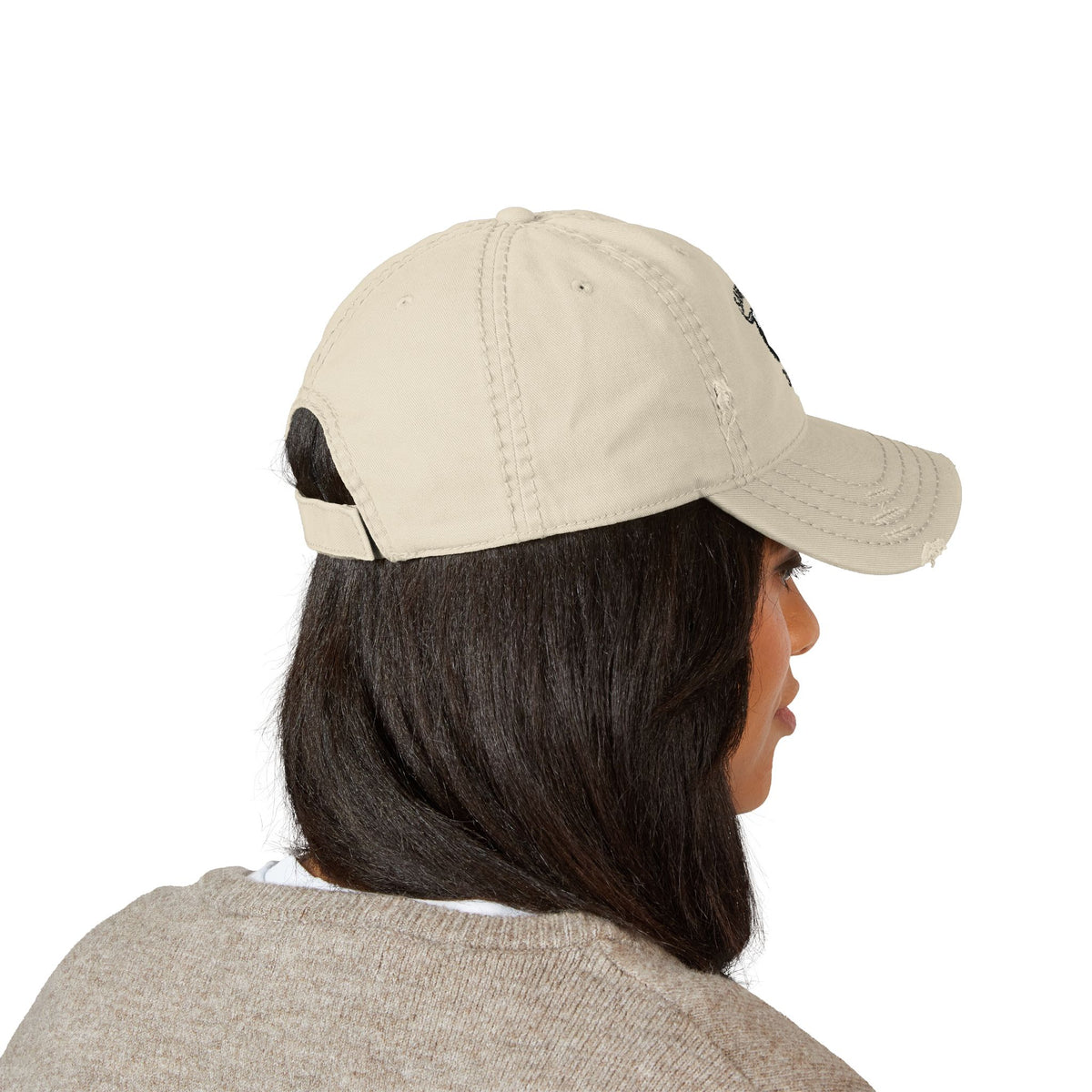 Distressed Embroidered Ball Cap
