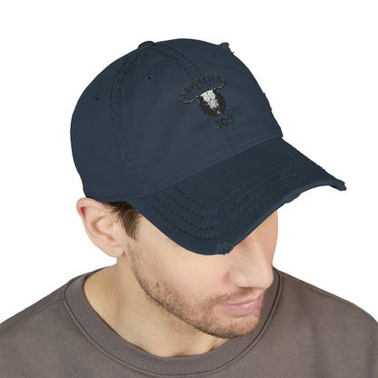 Distressed Embroidered Ball Cap