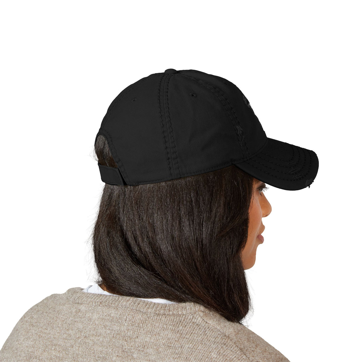 Distressed Embroidered Ball Cap