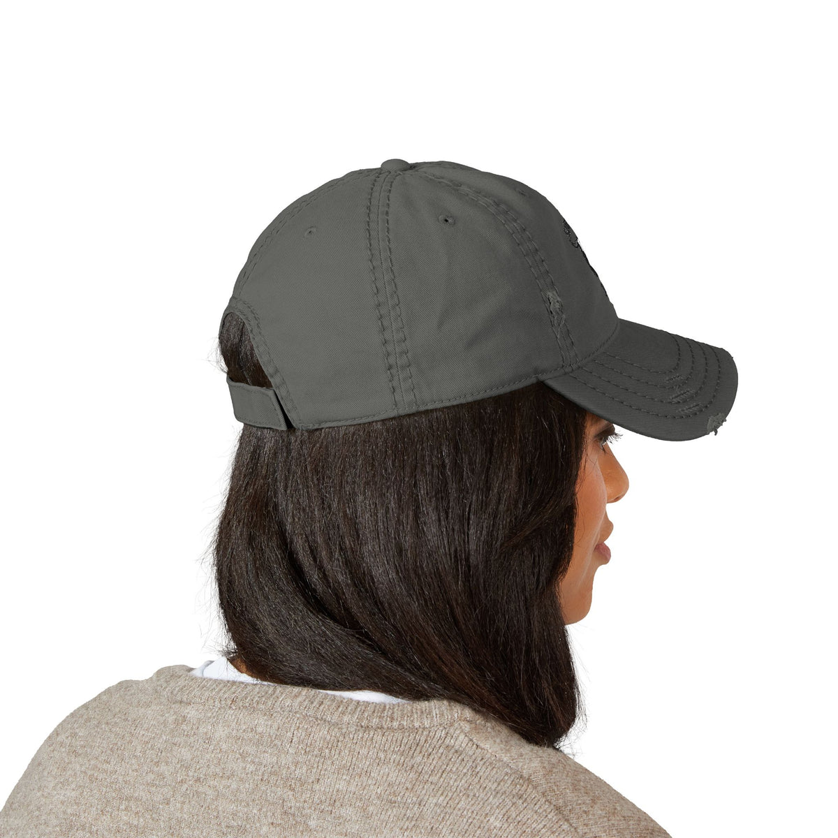 Distressed Embroidered Ball Cap