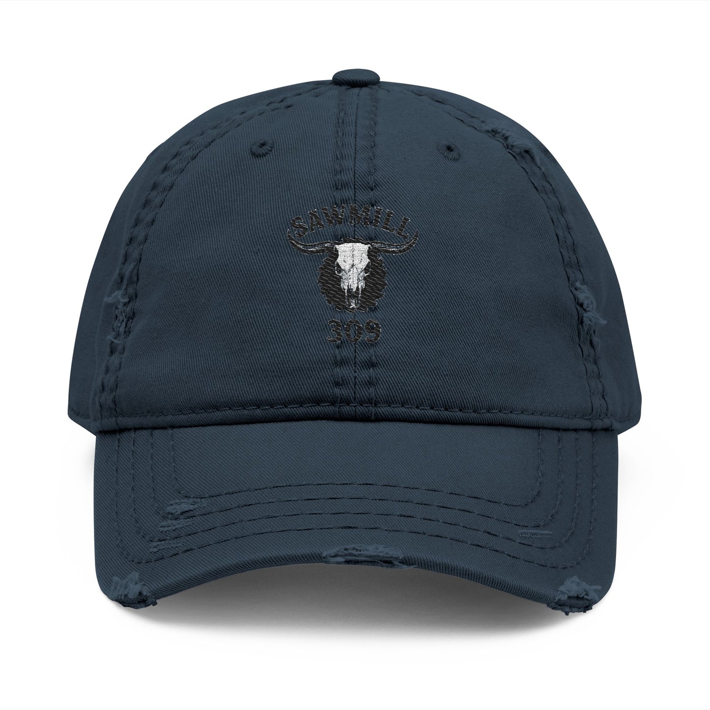 Distressed Embroidered Ball Cap