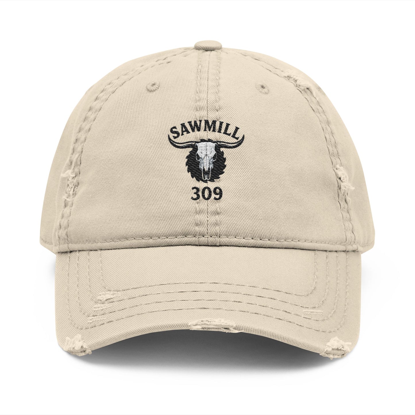 Distressed Embroidered Ball Cap