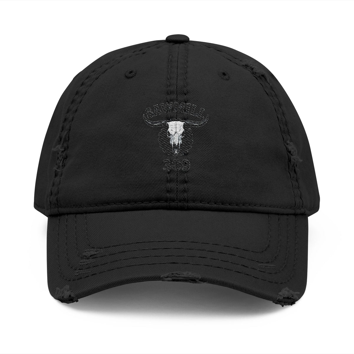 Distressed Embroidered Ball Cap