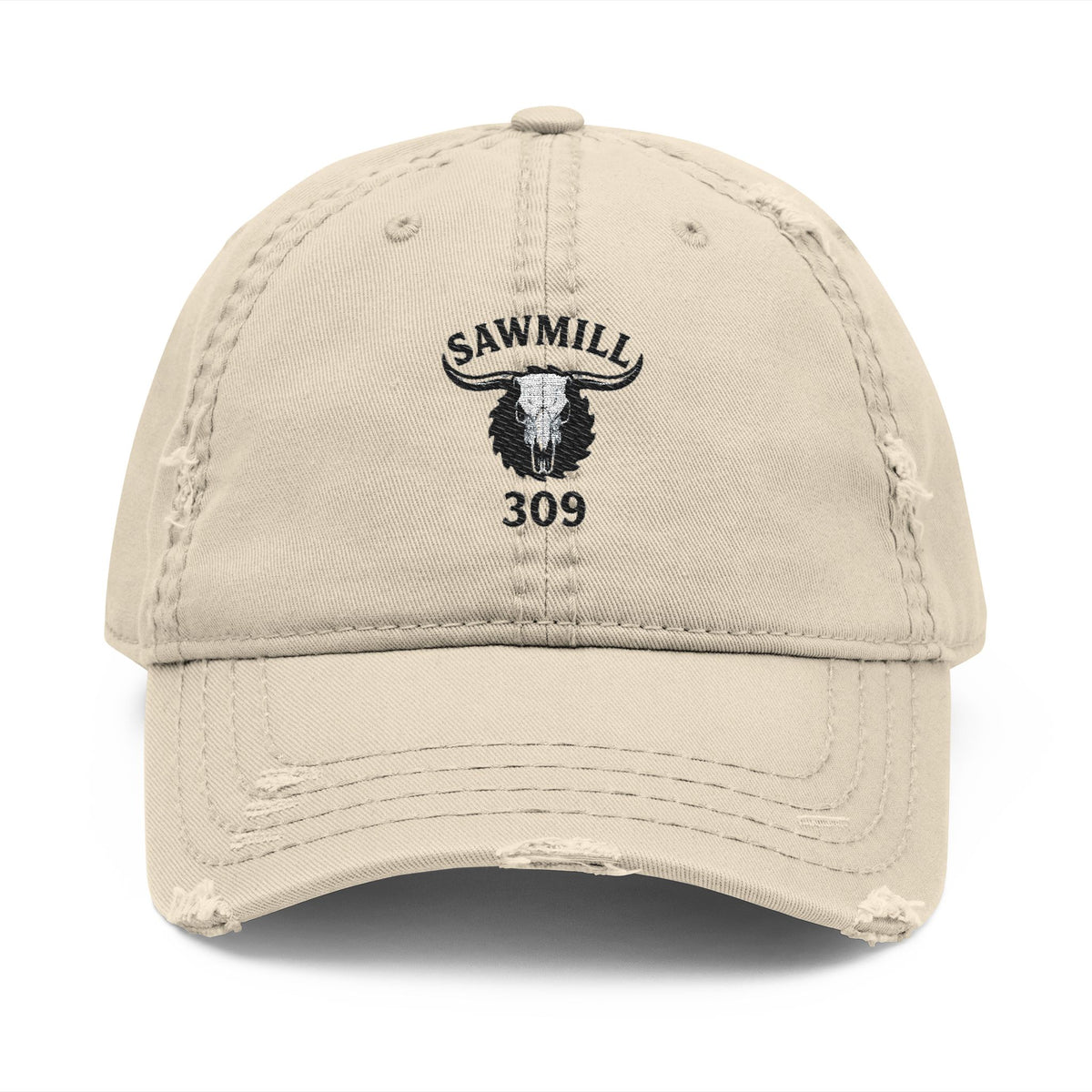Distressed Embroidered Ball Cap